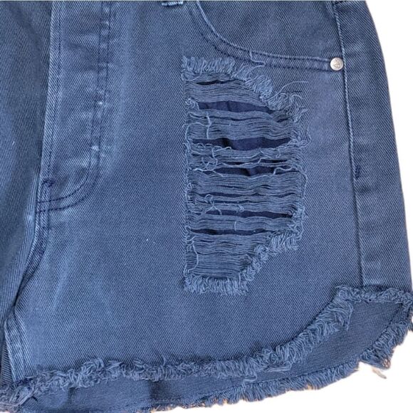 NWOT Mink Pink Slasher Flick Dark Blue Cutoff Jean Shorts S - Picture 6 of 12
